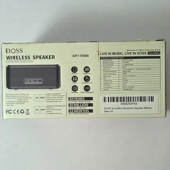 NWT - DOSS SoundBox Wireless Bluetooth Speaker – Black - Picture 6 of 8